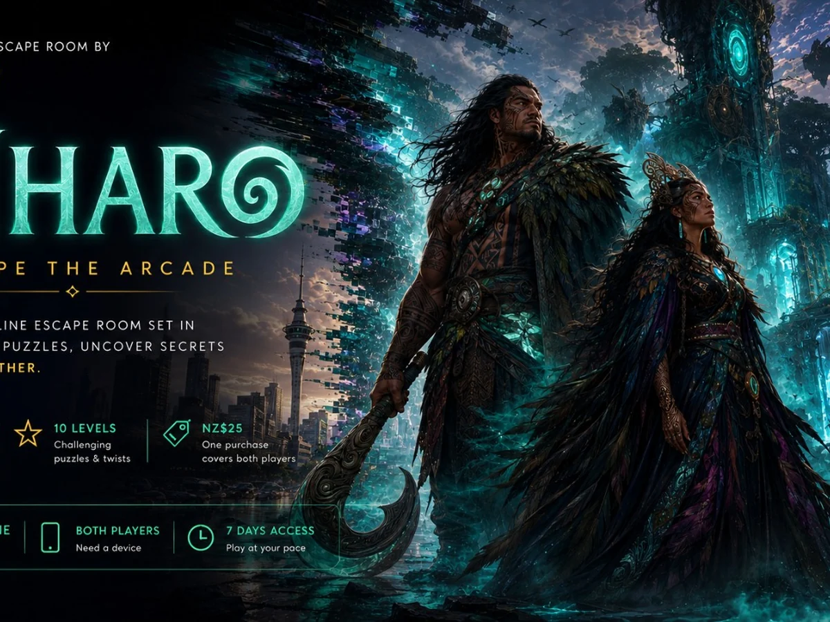 Escape the Arcade artwork featuring Māui and Hinengaro